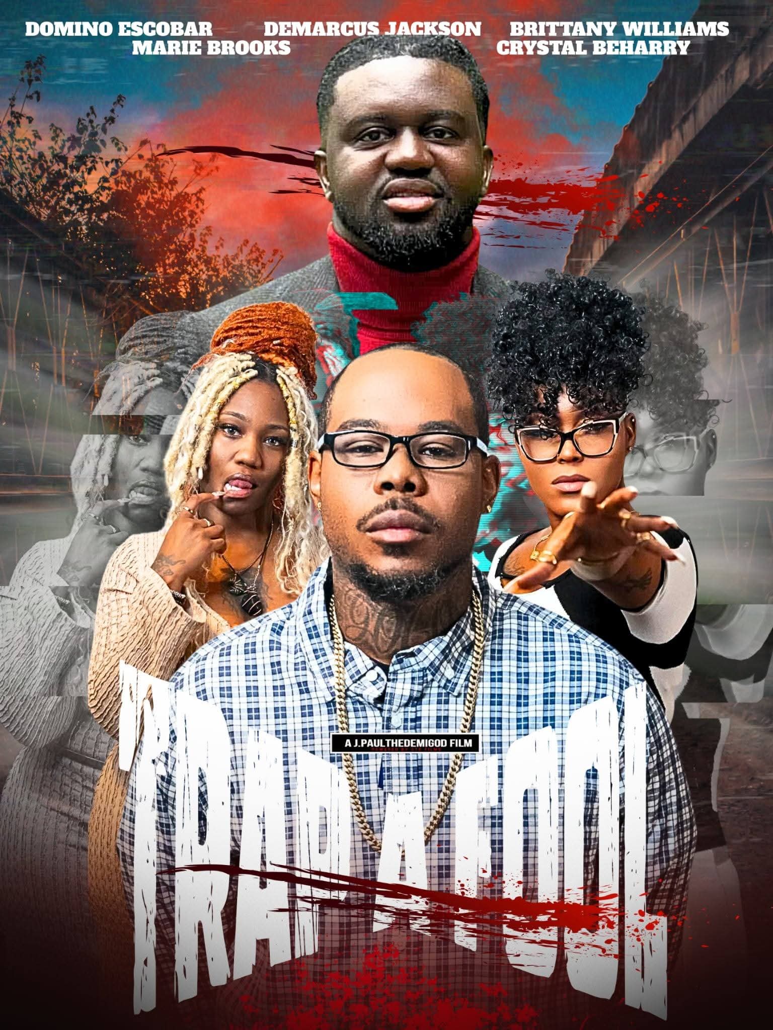 Four people in front of a background with a bridge and trees, with text and graphics overlayed.