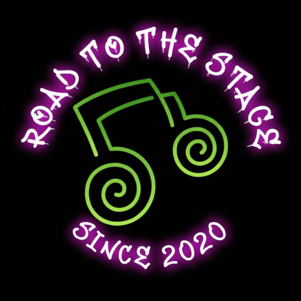 Neon-style logo with a wheelchair symbol, surrounded by text 'Road to the Stage' and 'Since 2020'.