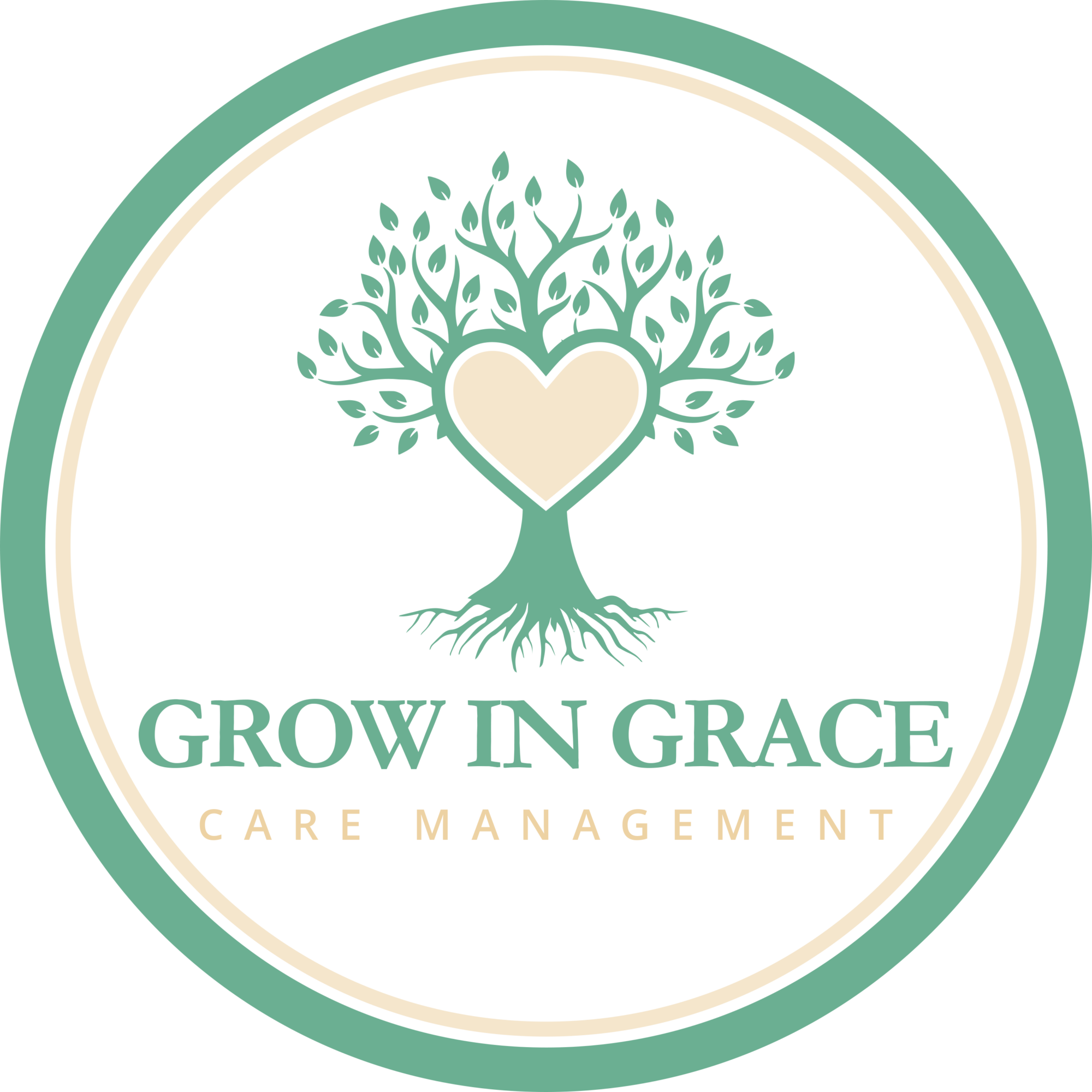 Logo with a tree and heart, text reads 'Grow in Grace Care Management'.