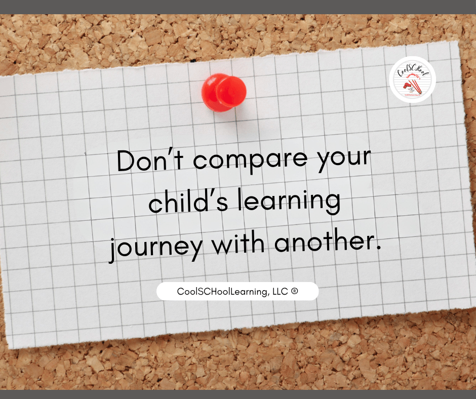 Note pinned to corkboard with red pushpin, displaying a quote about children's learning journey, with a logo in the top right corner.